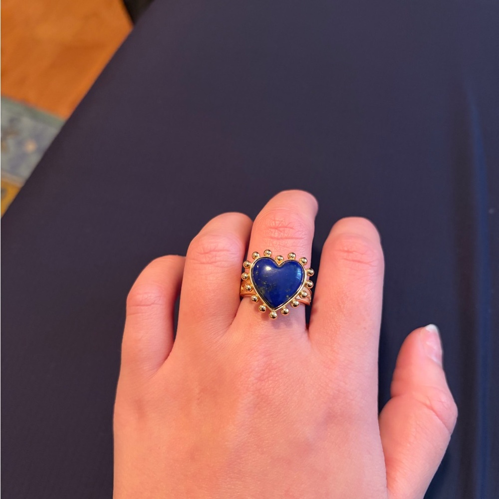 Bursting With LOVE Heart Ring in Lapis size 7
